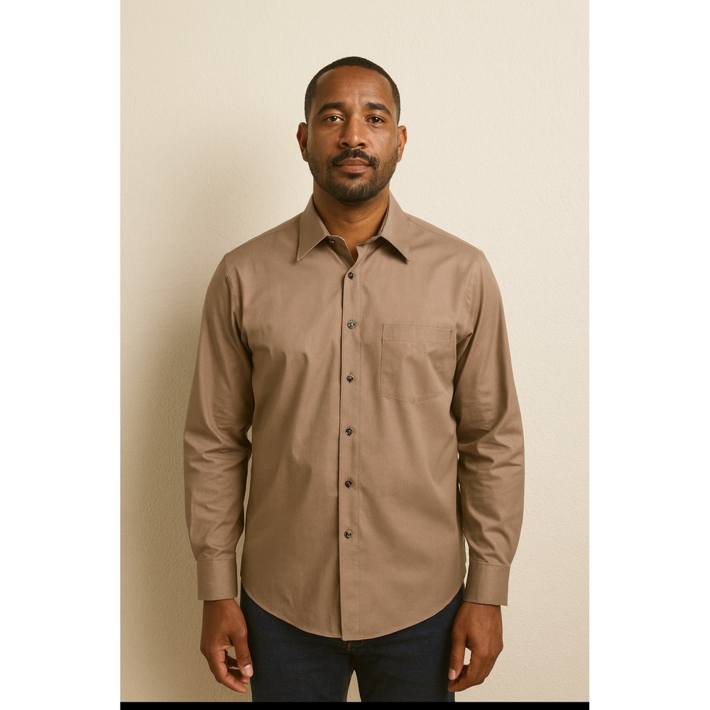 Van Heusen Mens Poplin Fitted Long‎ Sleeve Button Up Dress Shirt